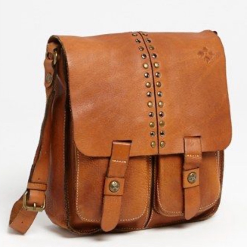 Patricia Nash Tan Leather Studded Crossbody Bag